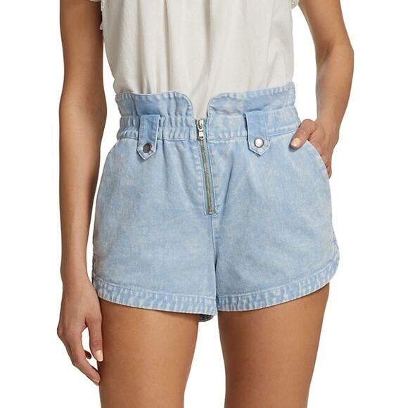 Sea New York Maura Blue Acid Wash Paperbag Shorts Size 12 NWT - Picture 1 of 7